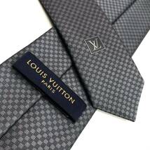 ★極美品★LOUIS VUITTON ルイヴィトン ネクタイ・マイクロダミエ 8CM アントラシット LVロゴ レギュラータイ 現行モデル M78749_画像6