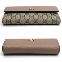 ★極美品★GUCCI グッチ GGマーモント レザーコンチネンタルウォレット ベージュ＆エボニー GGスプリーム 長財布 456116 17WAG 5788_画像4