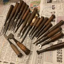 【鑿 20本】chisel carpenter nomi plane 大工道具 鑿 突鑿 鉋 のみ ノミ かんな カンナ 組鑿 DIY 左久作 左市弘 田斎 丸鑿 叩き鑿 中叩き_画像1