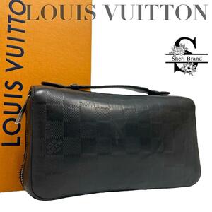 １円 訳あり●LOUIS VUITTON ルイヴィトン●ダミエアンフィニ ジッピーXL オーガナイザー 長財布 レザー ブラック