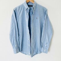 F9902iL 日本製 Ralph Lauren ラルフローレンサイズ170cm キッズ ボーイズ 長袖シャツ ボタンダウンシャツ ブルー 綿100% コットンシャツ_画像3