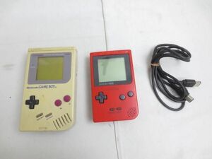 【同梱可】ジャンク品 ゲーム ゲームボーイ 本体 DMG-01 ゲームボーイポケット MGB-001 通信ケーブル 3点 グッズセッ