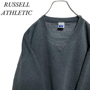 A45 ラッセルアスレチック L アメリカ古着 メキシコ製 無地 スウェット トレーナー グレー RUSSELL ATHLETIC メンズ