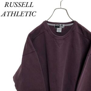 A51 ラッセルアスレチック L アメリカ古着　無地 スウェット トレーナー　レッド系　RUSSELL ATHLETIC メンズ