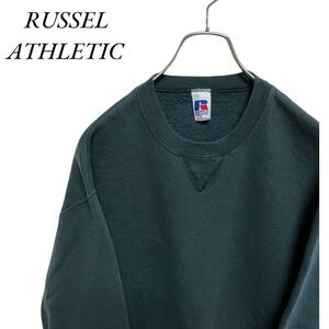 A71 ラッセルアスレチック M アメリカ古着　無地 スウェット トレーナー グリーン RUSSELL ATHLETIC メンズ