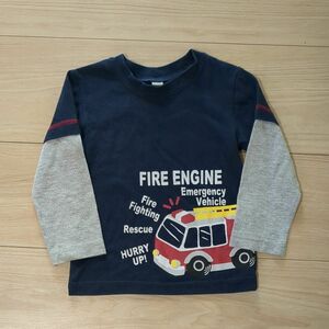 長袖 Tシャツ 男の子　 ロンT　90サイズ　消防車