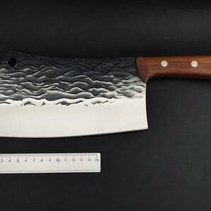 包丁 #076 中華包丁 槌目模様 960g 全長:34cm刃渡:21.5cm刃厚:5mmの画像7