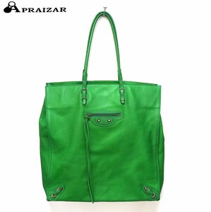 BALENCIAGA Balenciaga бумага кожа большая сумка зеленый [59143]