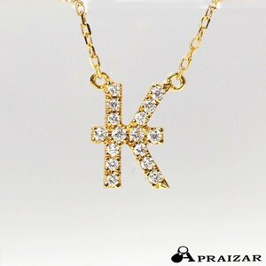 AHKAH Ahkah 750 K18 yellow gold diamond 0.06ct initial (K) necklace [61671]