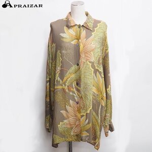  letter pack post service OK Salvatore Ferragamo Ferragamo silk 100% blouse botanikaru pattern L multicolor [62617]