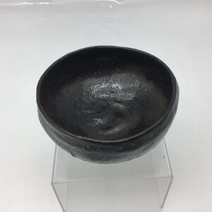 2553 京焼 聚楽造 黒楽茶碗堅焼 口径：約12.5ｃｍ 高さ:約7.5ｃｍ 茶道具 時代物