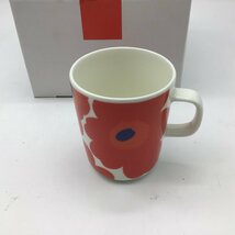 1901【未使用】 マリメッコ marimekko マグカップ oiva UNIKKO MAG ウニッコ マグ（8㎝×9.5㎝） 赤 レッド 茶器 箱有り_画像1