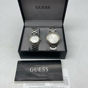 1501【動作未・電池切れ】GUESS WATERPRO ペアウォッチ QUARTZ ゲス クォーツ メタルバンド アナログ 腕時計 箱付