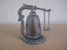 銅製 龍の釣鐘 吊鐘 竜　龍　ドラゴン 龍彫　高さ 約14.5cm Dragon Bell　copper_画像1