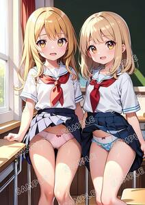 [高品質☆A4サイズポスター] アートポスター 美少女 セクシー 美女 制服 下着 イラスト かわいい 女の子 同人 オリジナル アニメ 2d-888