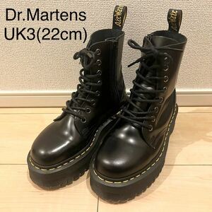 【美品】Dr.Martens ドクターマーチン JADON UK3 8ホール ブーツ ブラック 黒 厚底 ジップ 最小サイズ