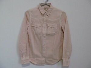 (56689)Levi's　リーバイス　レディース　デニム　シャツ　ブラウス　長袖　ピンク　XS　USED