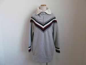 (56811)TOMMY HILFIGER　TOMMY ICONS　トミー ヒルフィガー　裏起毛　ハーフジップ　スウェット　チュニック　グレー系　XS　