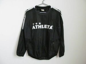 (56868)ATHLETA　アスレタ　サッカー　ロゴ　プルオーバー　ピステ　長袖　ブラック　S　USED