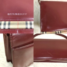 Burberry バーバリー ロンドン ハンドバッグ レザー ノバチェック ボルドー 赤茶色 ワイン 小型 鞄 レトロ 希少_画像10