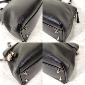 美品 FURLA フルラ パイパー 2way ショルダーバッグ ハンドバッグ ブラック ゴールド金具 ストラップ２個セット 幅広ベルトの画像6