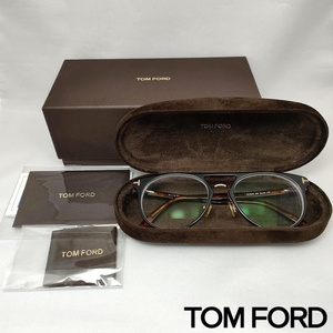 美品 TOM FORD トムフォード メガネフレーム 眼鏡 度入り TF5289 005 53□18 145 べっ甲柄 ブラック系 ブラウン系 ケース 箱 高級