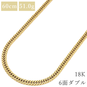 喜平 ネックレス K18 18金 60cm 51.0g 6面 ダブル K18YG ゴールド 中古