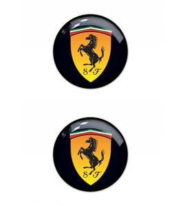 即納 フェラーリ FERRARI ロゴ 3D 35mm 2枚セット ステッカー 《送料無料》