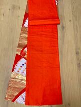 ◆アールヌーボー風抽象柄の織り柄♪化繊七歳女児祝い帯◆ 上質生地　お値打ち_画像4
