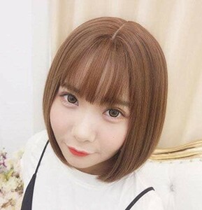  wig Short full wig Bob free shipping Short hair adult lovely woman nature wig small face effect nature fancy dress light brown 