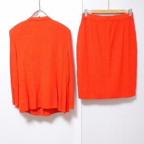 #axc マリーグレイ MARIE GRAY St.JOHN セットアップ スカートスーツ 8 オレンジ ニット リブ 金ボタン レディース [869837]の画像2