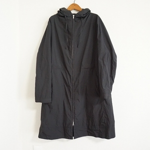 #anc Moga MOGA coat 17 black long plain with a hood . large size lady's [839869]