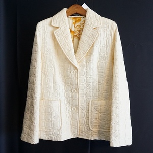 #wxc レオナール LEONARD ジャケット 11AR アイボリー シルク キルティング 中綿 刺繍 レディース [865020]