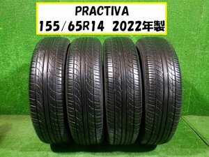 ＰＲＡＣＴＩＶＡ　１５５／６５Ｒ１４　２０２２年製　夏タイヤ４本　１５５／６５／１４★7181　A-12