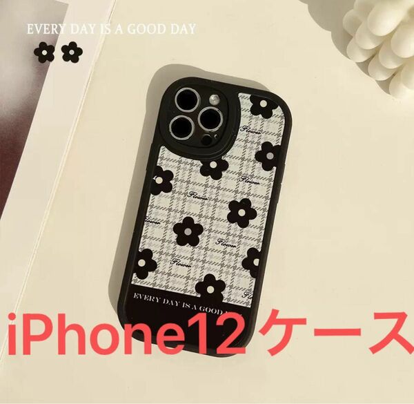 iPhone12 スマホ ケース 花柄 黒 大人 オシャレ 可愛い オルチャン iPhone スマホケース 可愛い 携帯ケース