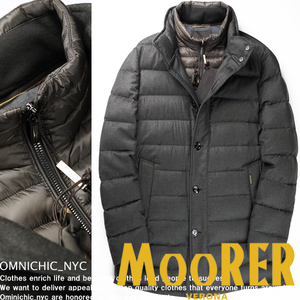 ■新品24万【MOORER】ムーレー紳士の頂点！贅沢極上ロロピアーナウールカシミア撥水レイヤードダウンコート52/ CALEGARI-L /MADE IN ITALY