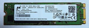 M.2 SSD 2280 SATA 256GB Micron 使用時間 917時間 動作確認済み 送料無料