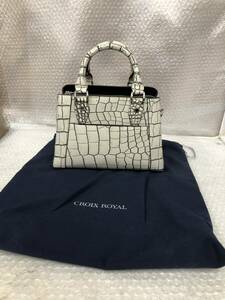 CROIX ROYAL クロワロワイヤル クロコダイル ハンドバッグ JRA認定　☆中古美品☆ 