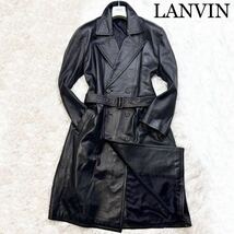 【極美品】定価30万!幻のXL!! LANVIN★最高級ランバン【圧巻絶品】最高級羊革 極上ラムレザートレンチコート ロング ナポレオン ブラック黒_画像1