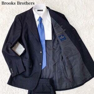 １円～！極美品 Brooks Brothers　ブルックスブラザーズ　セットアップ スーツ メンズ　ビジネス　段返り3B 上質ウール ストライプ M相当