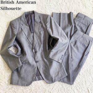 1円～極美品british american silhouette　ブリティッシュアメリカン 2パンツスーツ【爽やかな一品】セットアップビジネス　グレー　M