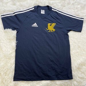 1円～　A-3　60　adidas アディダス　Tシャツ　ネイビー　サイズS　コットン　JFA　JD1018　三本ライン　