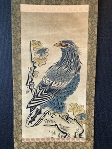 【版画】高見澤研究所 鳥居清倍「鷹之図」紙本 版彩色 共箱 検)浮世絵/木版/掛け軸/版画/花鳥/日本画//浮世絵/江戸 北斎 摺物