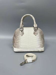  retail price 25 ten thousand . part leather center taking .wani leather lady's bag handbag crocodile original leather 2WAY shoulder bag handbag himalaya white 