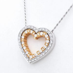 [ free shipping ] Damiani DAMIANI 750WG/PG bell Epo k Heart diamond necklace M size 46cm chain 