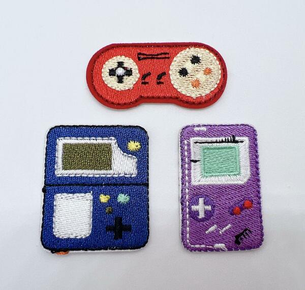 ゲーム3種セット ワッペン　アイロン　アップリケ　刺繍　接着　ハンドメイド素材