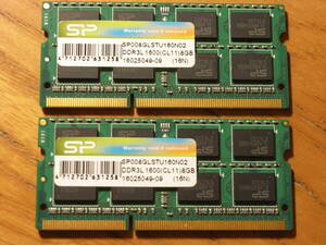 SILICON POWER 8GB SP008GLSTU160N02　DDR3L 1600（CL11）8GB　2個　で16GB