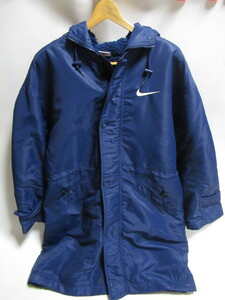 [mr1 NN7908] 【90s】 NIKE ナイキ 白タグ 裏ボア ベンチコート size L ネイビー ヴィンテージ 90年代