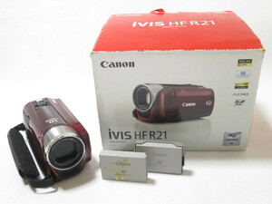 [mr2 HN8160] Canon キャノン iVIS HF R21 デジタルビデオカメラ ビデオカメラ　レッド 元箱・バッテリー・電源アダプタ付き【動作確認済】