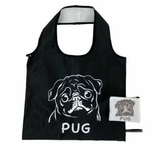 OJICO パグ 黒 エコバッグ PUG 犬 動物 エコバッグ　トートバッグ hug dog